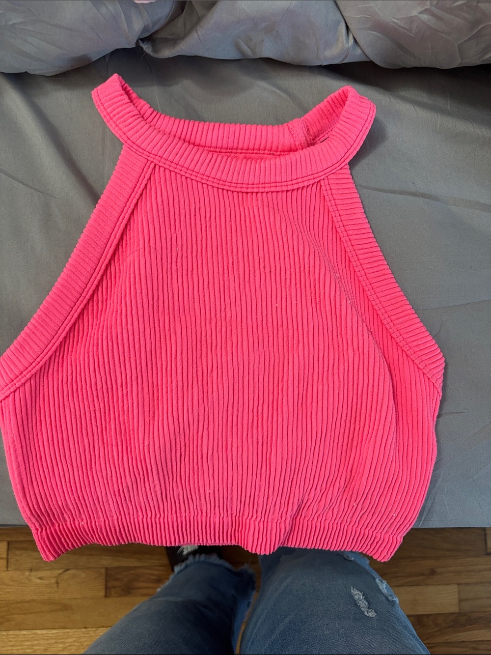 Ribbed Halter Crop Top - Hot Pink Aerie